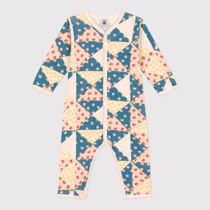 女婴彩色碎花棉连体衣