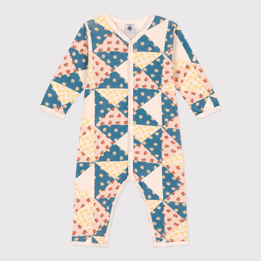 女婴彩色碎花棉连体衣