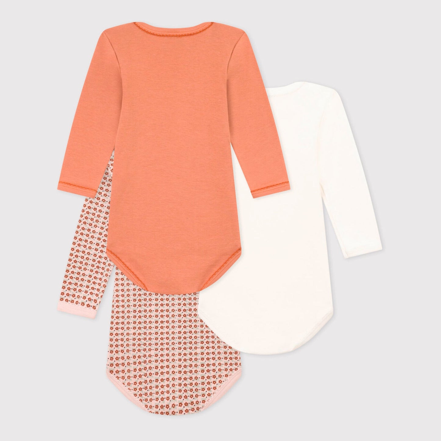 女婴粉色碎花棉连体衣套装 (3件)