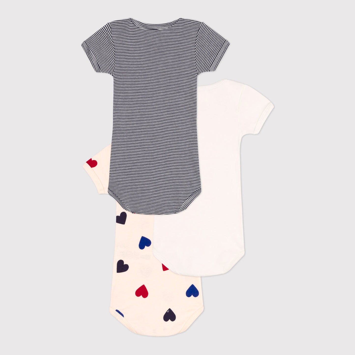 婴儿白色心形棉连体衣套装