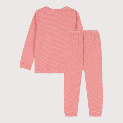 儿童红色条纹棉睡衣套装