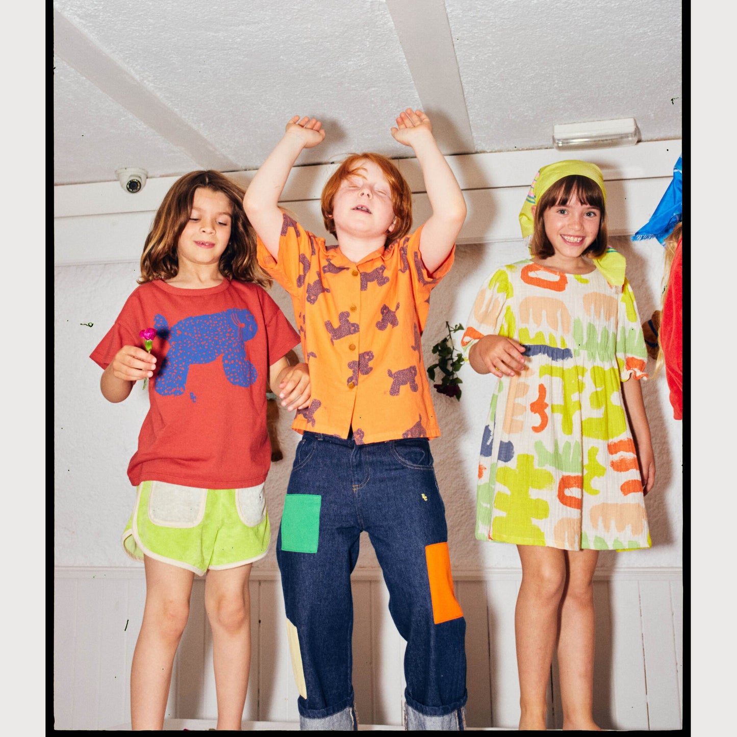 儿童红色印花棉T恤