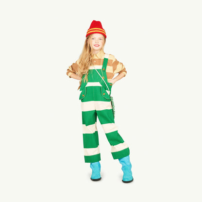 女童绿色格子Logo单肩包