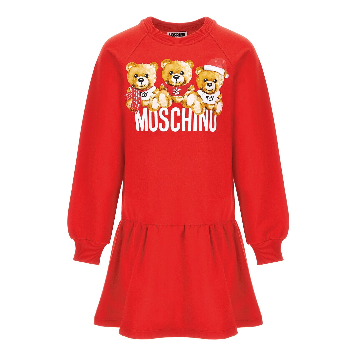 女童红色印花棉连衣裙