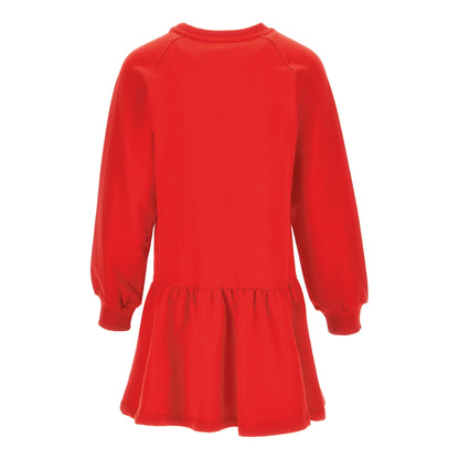 女童红色印花棉连衣裙