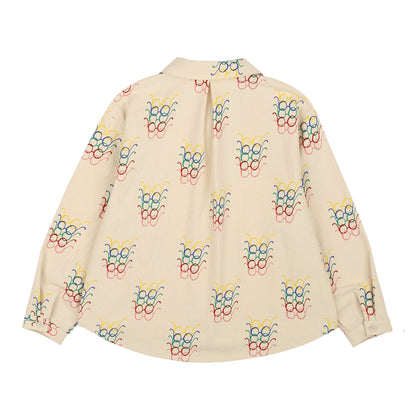 儿童米色印花棉衬衫