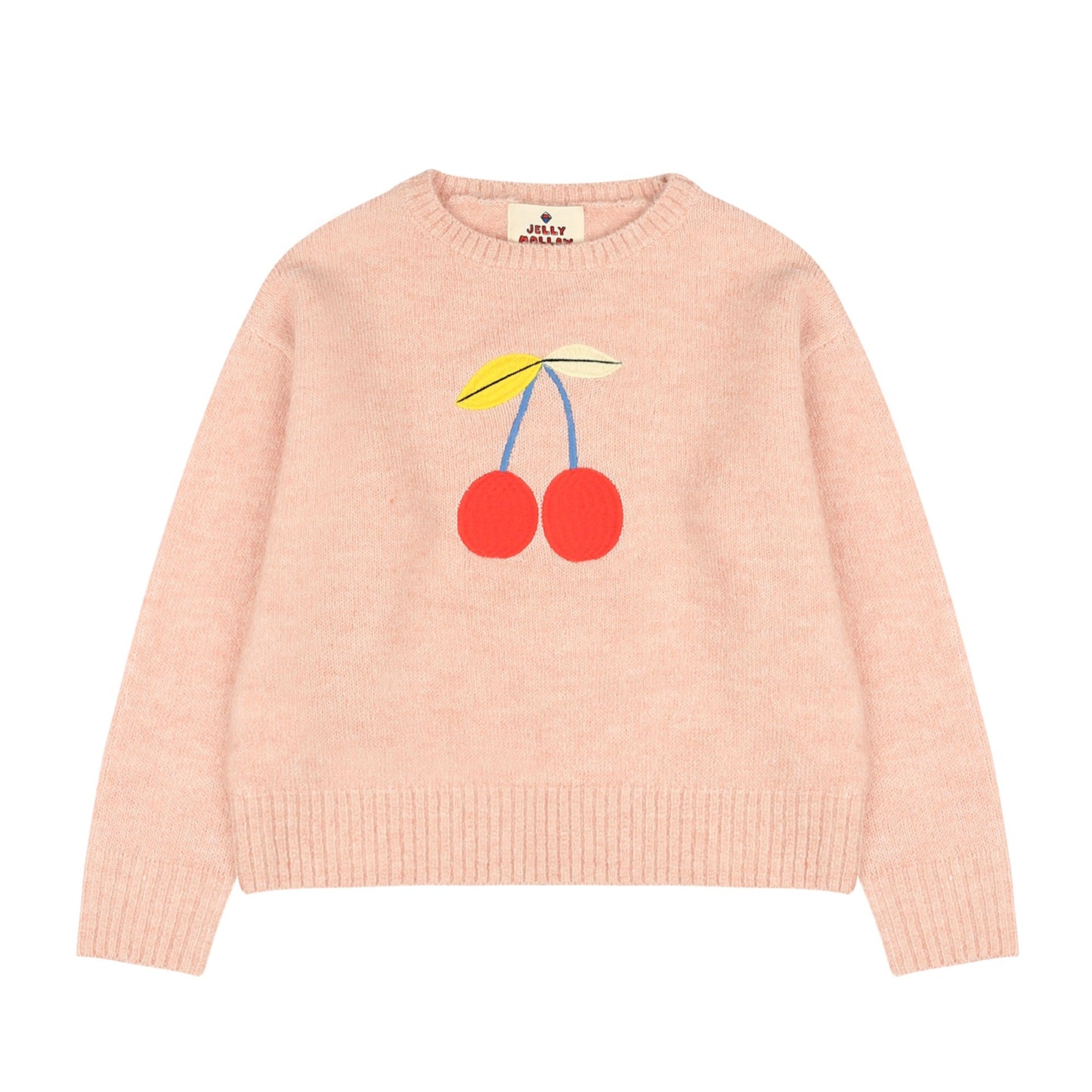女童粉色樱桃毛衣