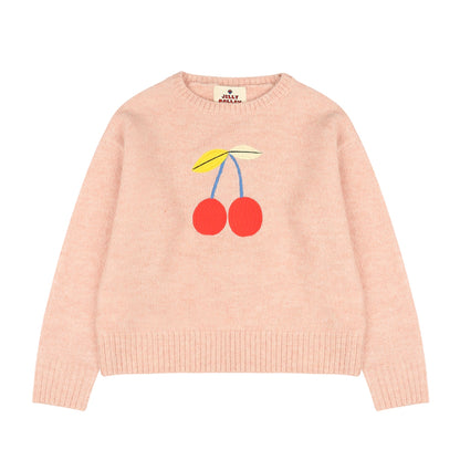 女童粉色樱桃毛衣