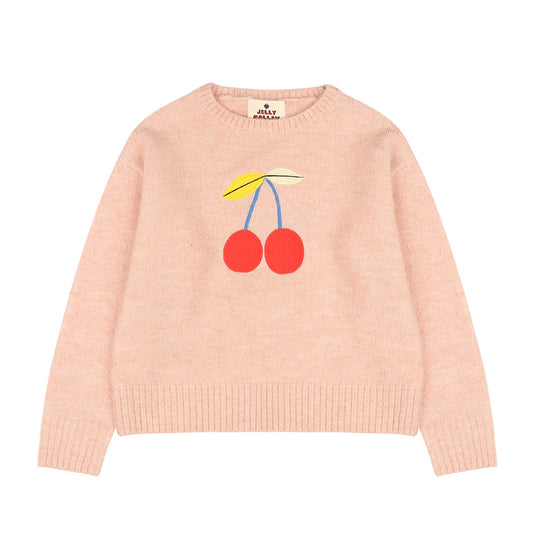 女童粉色樱桃毛衣