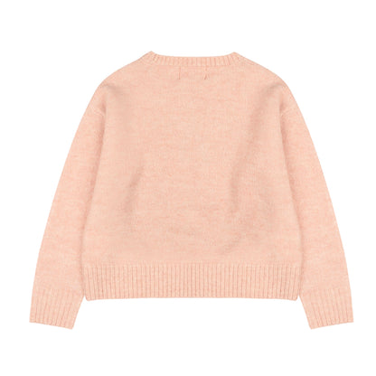 女童粉色樱桃毛衣