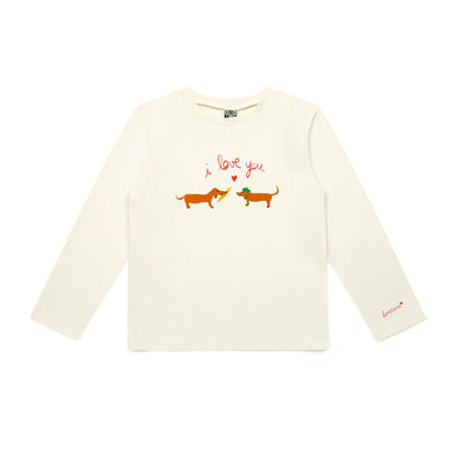 女童白色印花棉T恤