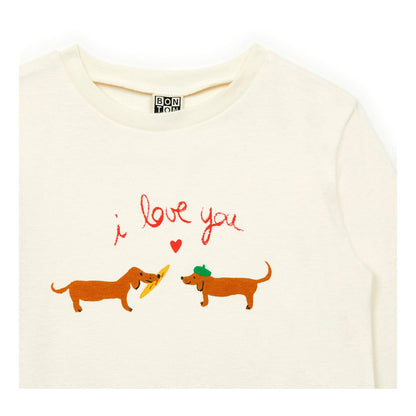 女童白色印花棉T恤