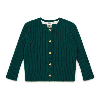 女婴深绿色棉开衫