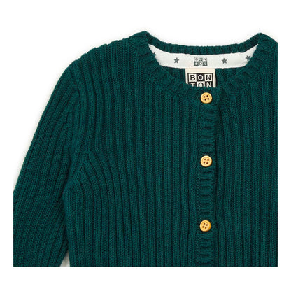 女婴深绿色棉开衫