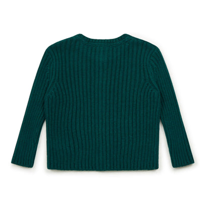 女婴深绿色棉开衫