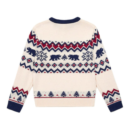 男童白色提花毛衣