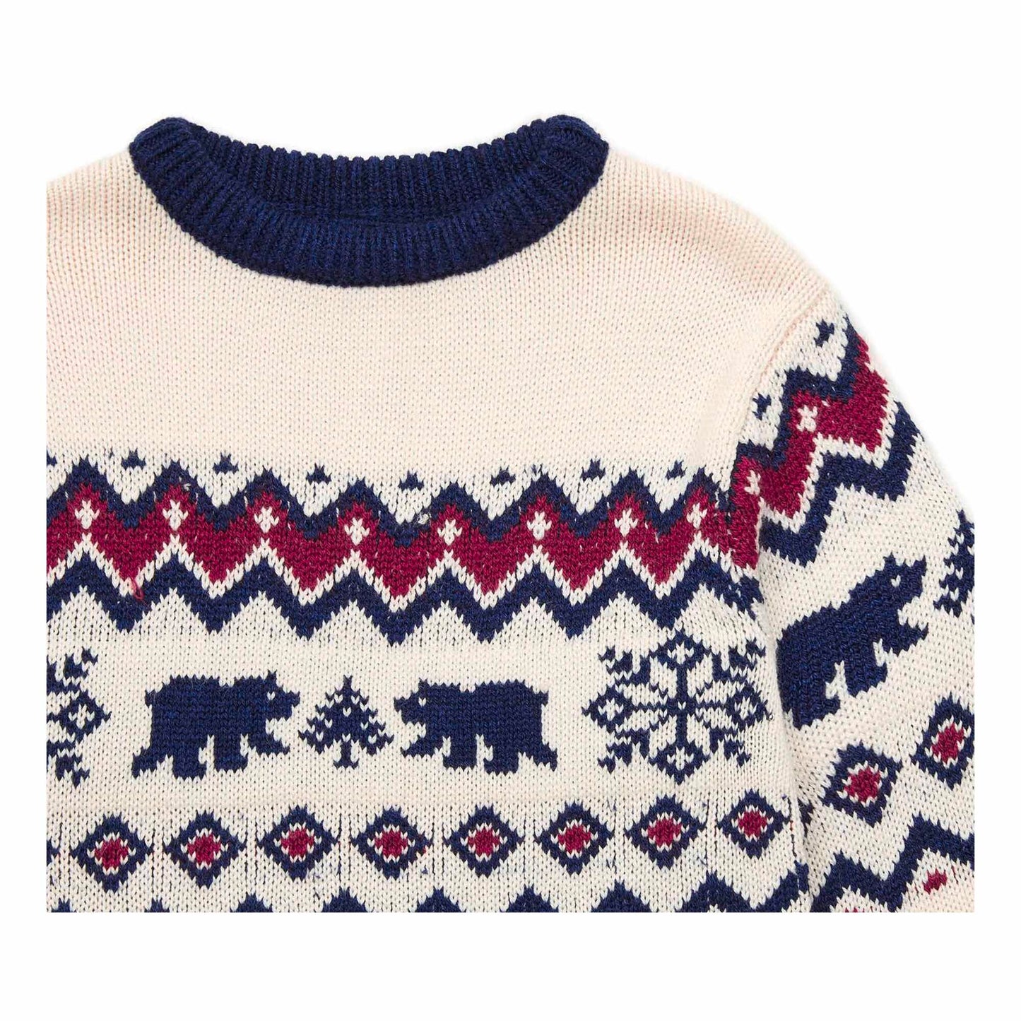 男童白色提花毛衣