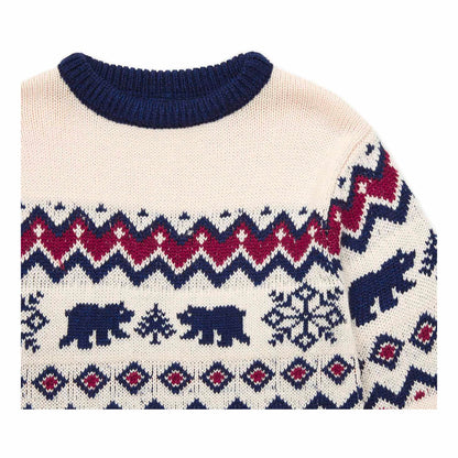 男童白色提花毛衣