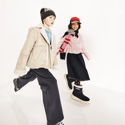 女童黑色牛仔短裙