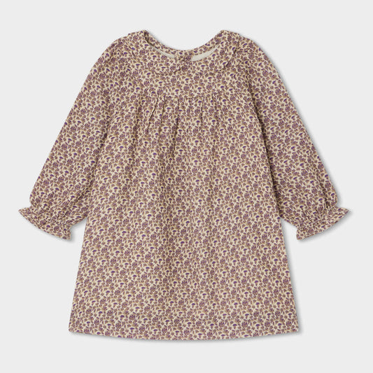 女婴丁香紫碎花棉连衣裙