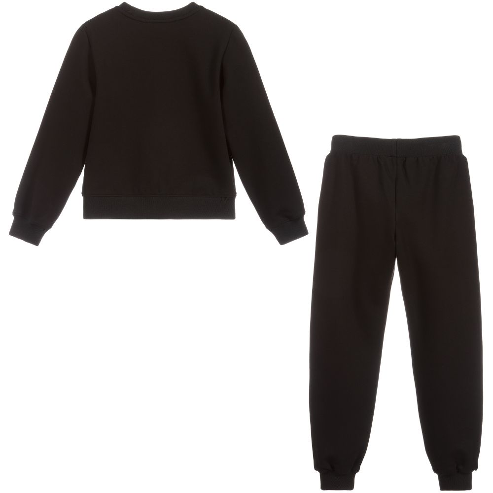Girls Black Teddy Logo Tracksuit