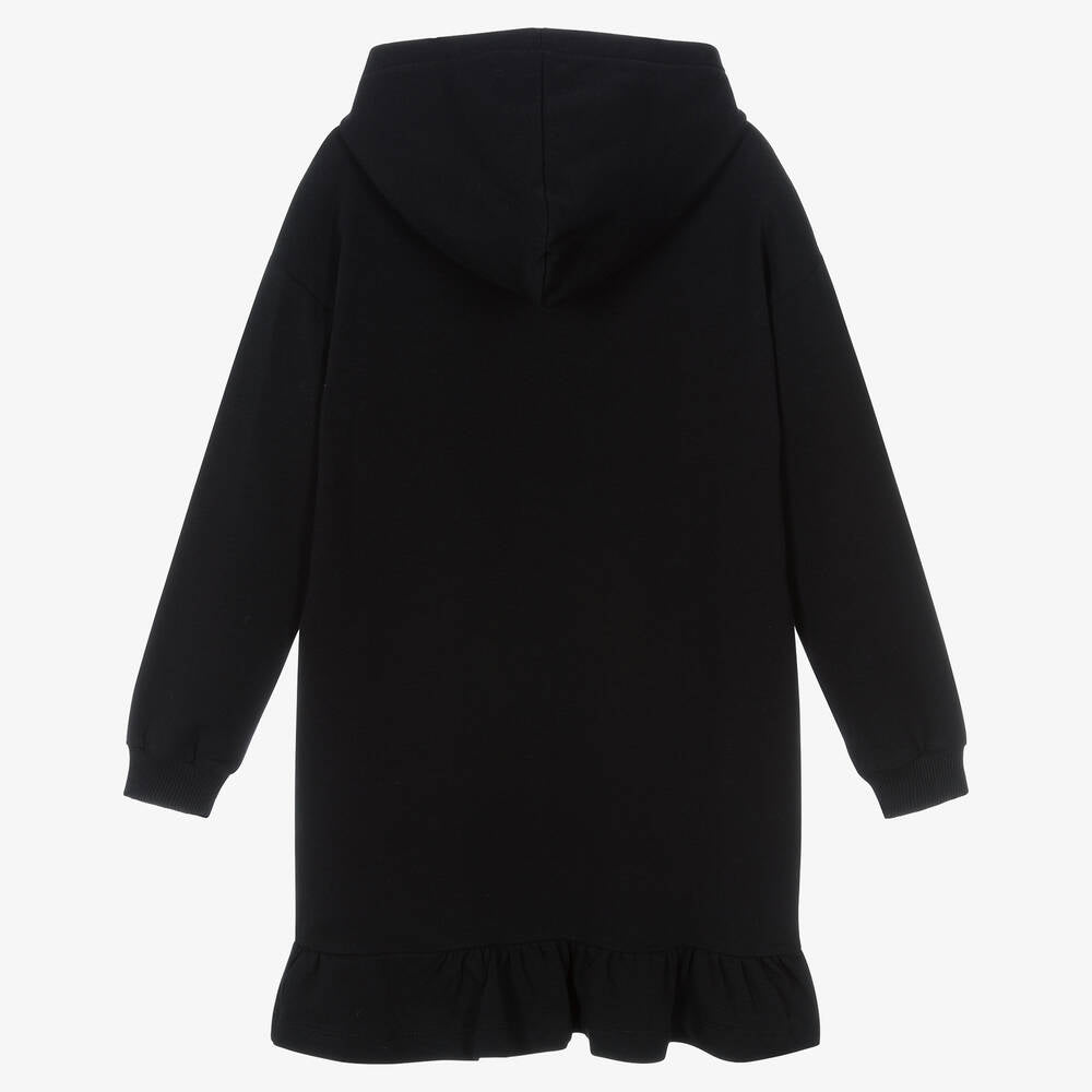 女童黑色印花棉连衣裙