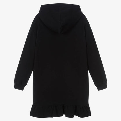 女童黑色印花棉连衣裙