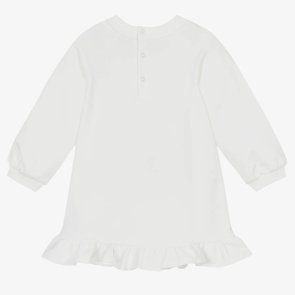 女婴白色印花棉连衣裙