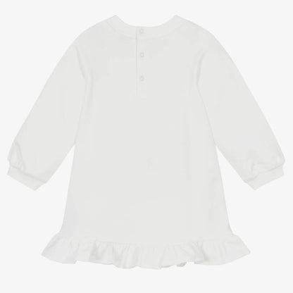 女婴白色印花棉连衣裙