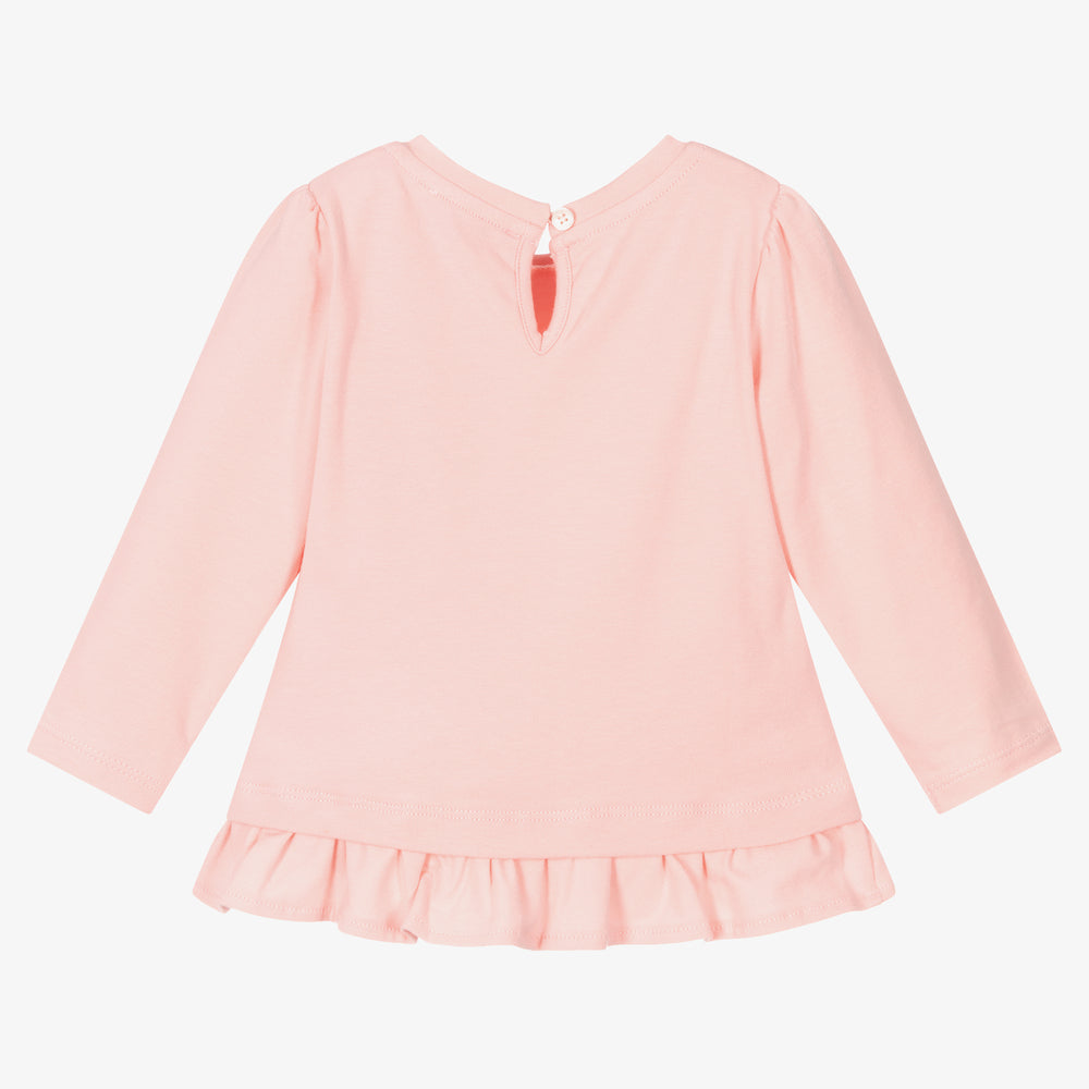 女婴粉色Logo棉T恤