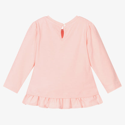 女婴粉色Logo棉T恤