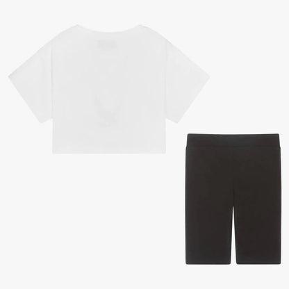 女童白色Logo棉套装