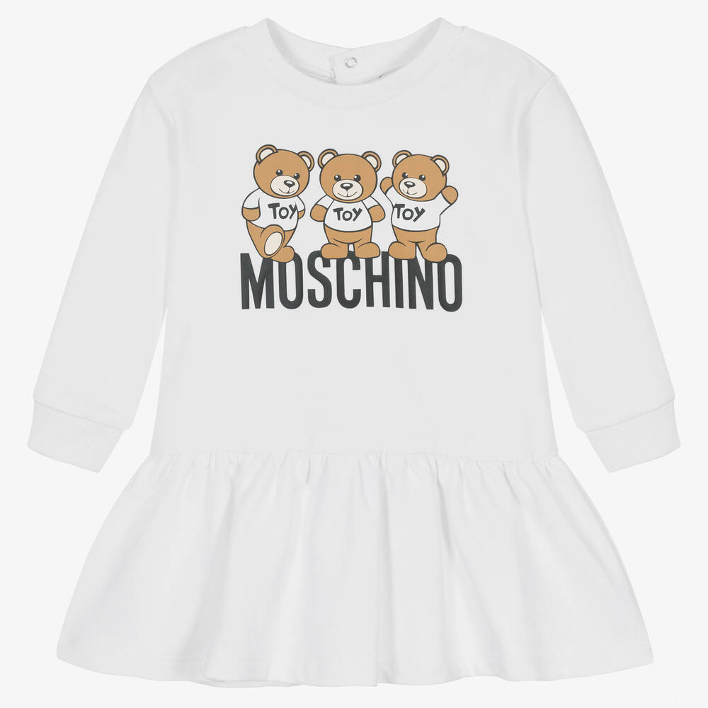 女婴白色印花棉连衣裙