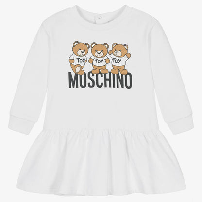 女婴白色印花棉连衣裙