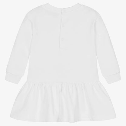 女婴白色印花棉连衣裙