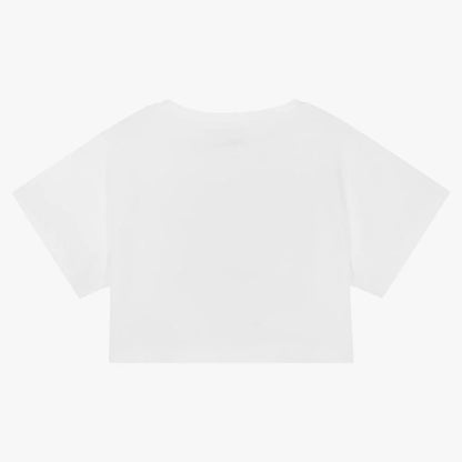 女童白色Logo棉T恤