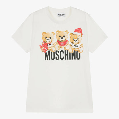 儿童白色印花棉T恤