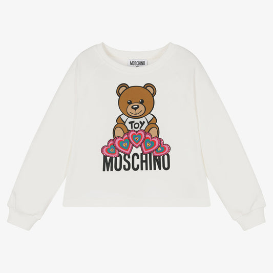 女童白色Logo棉卫衣