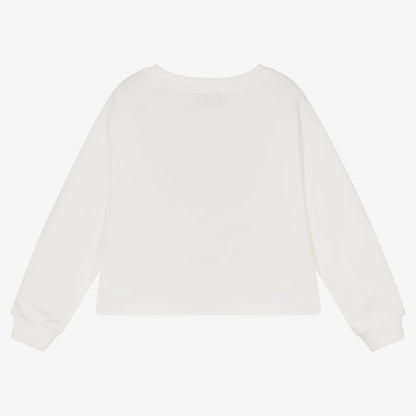 女童白色Logo棉卫衣