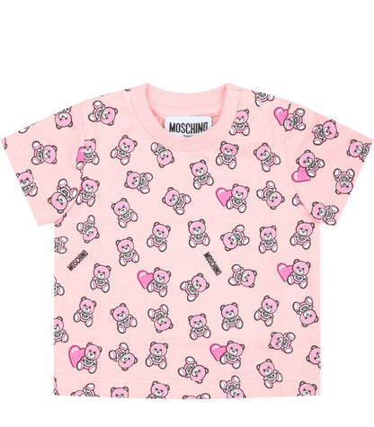 Baby Girls Pink Logo Cotton T-Shirt