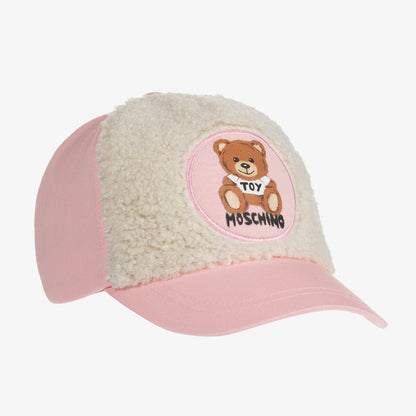 女童粉色泰迪熊Logo帽子