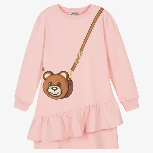 女童粉色印花棉连衣裙