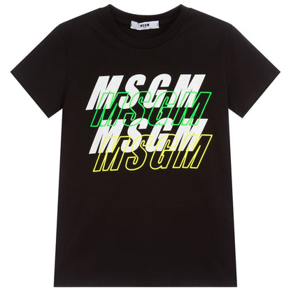 Boys & Girls Black Cotton T-Shirt
