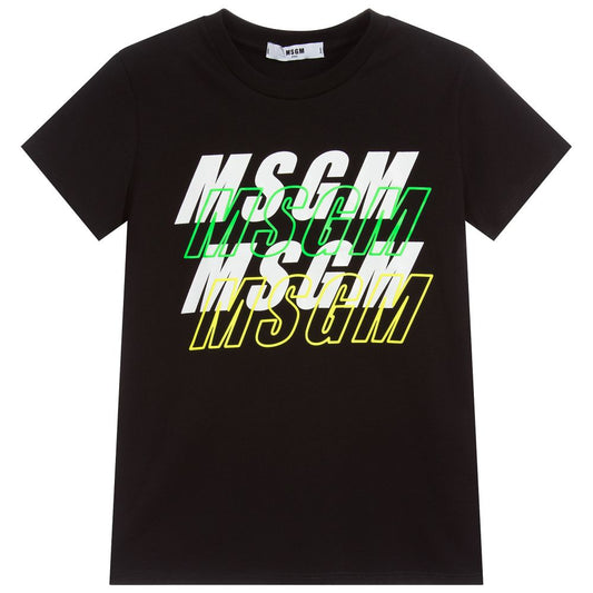 Boys & Girls Black Cotton T-Shirt