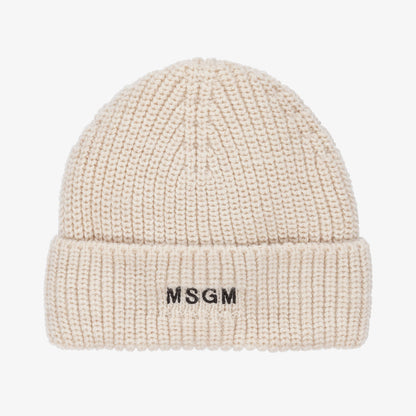 儿童白色羊毛针织帽子