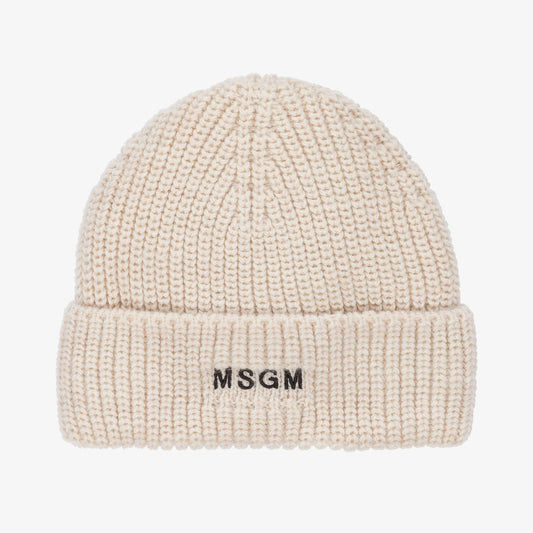 儿童白色羊毛针织帽子