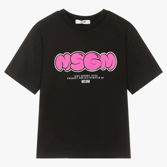 女童黑色Logo棉T恤