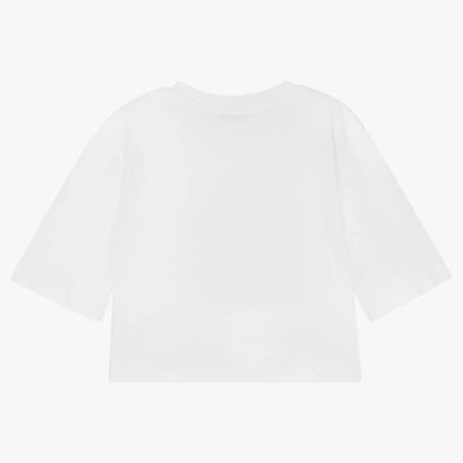 女童白色印花棉T恤