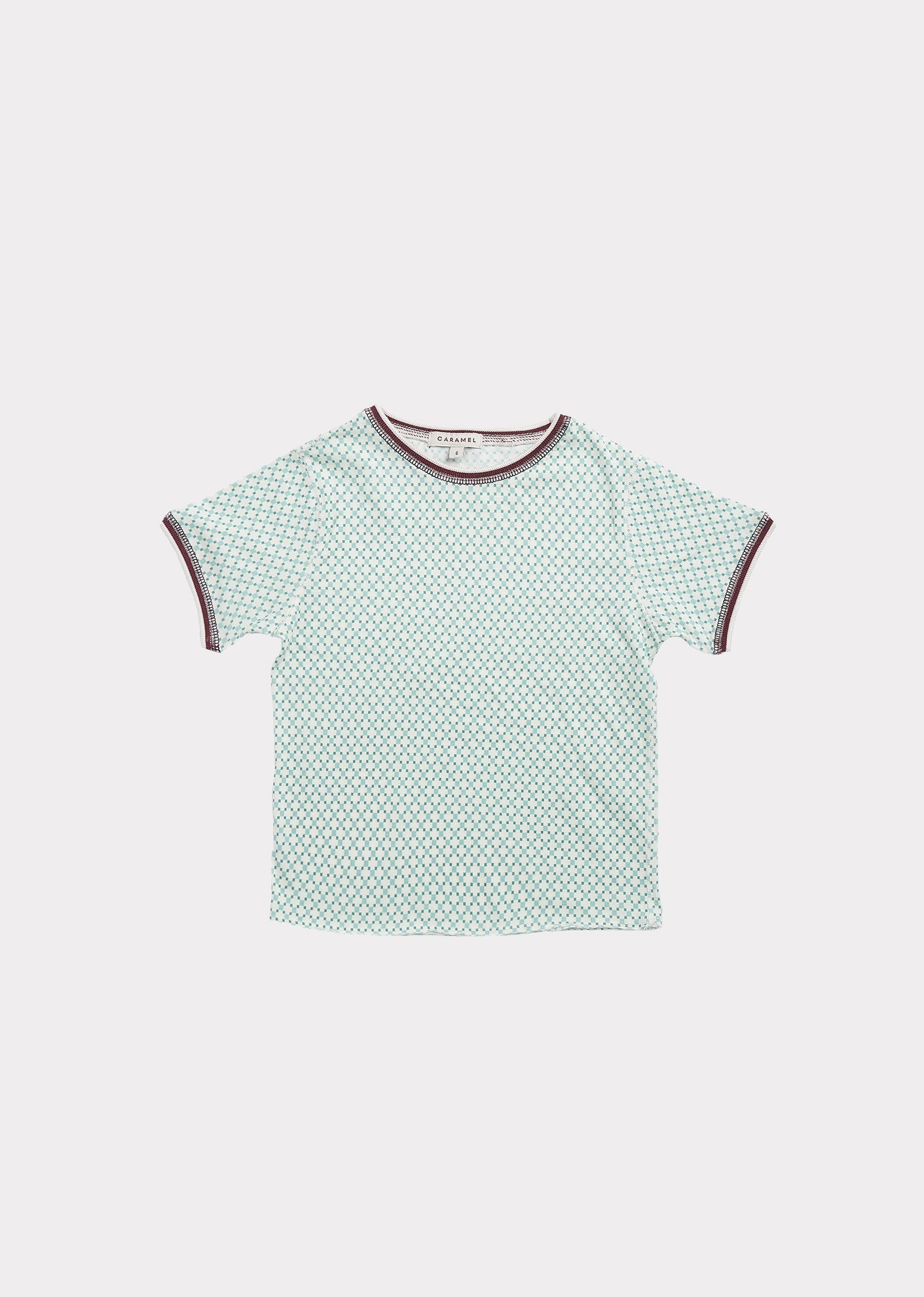 女童浅绿色格子棉T恤