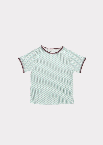 女童浅绿色格子棉T恤